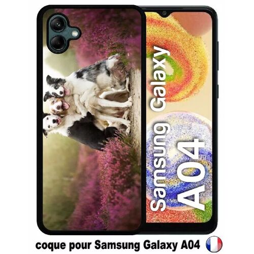 Coque pour samsung galaxy a04 - trois chiens copains - silicone - noir