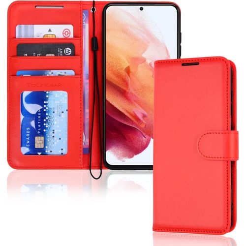 KAL-Galaxy S23 Plus Étui Portefeuille En Cuir, Housse De Protection Avec Porte-Cartes, Support Et Dragonne - Cuir Pu Rouge Avec Fermeture Magnétique Conçu Pour Samsung S23 Plus 5G