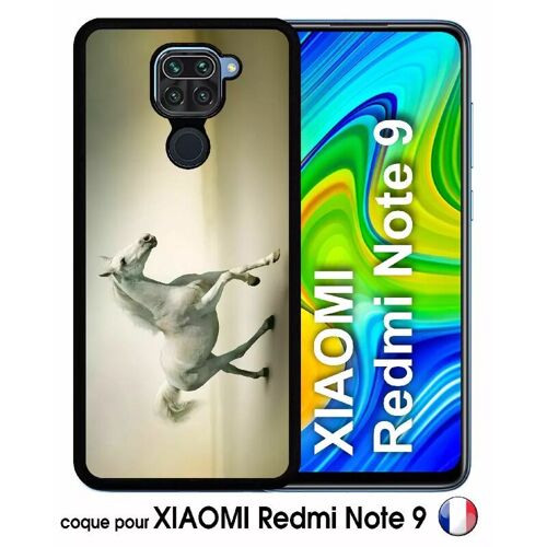 Coque Pour Xiaomi Redmi Note 9 - Cheval Blanc En Course - Silicone - Noir