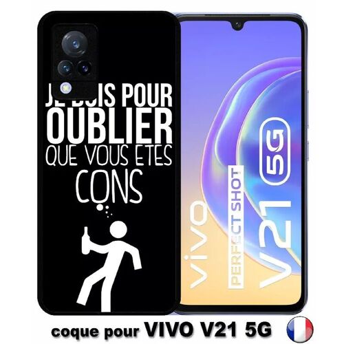 Coque pour vivo v21 4g/5g - je bois pour oublier que vous etes con 1 - silicone - noir
