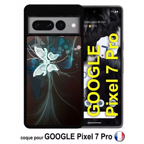 Coque pour google pixel 7 pro - butterfly vector art - silicone - noir