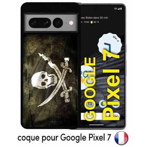 Coque pour google pixel 7 - drapeau de pirate - silicone - noir