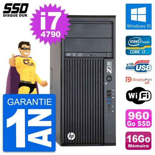 PC Tour HP WorkStation Z230 Intel i7-4790 RAM 16Go SSD 960Go Windows 10 Wifi