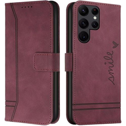 KAL-Cqkob Coque Pour Huawei P9 Lite Housse Etui Portefeuille Cuir Multifonction Fermeture Magnétique À Clapet Anti-Bourgogne