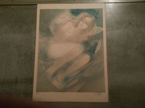 Lithographie Originale J.B. Valadie - Le Nu Bleu