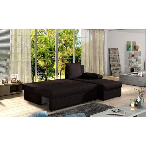 Canapé D'angle Réversible 3 Places Convertible En Tissu - Marron