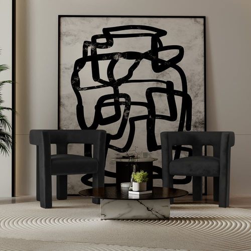 Fauteuil De Salle À Manger Velours Lisse Noir