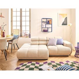 Canapé D'angle Gauche 3 Places En Tissu Texturé Beige