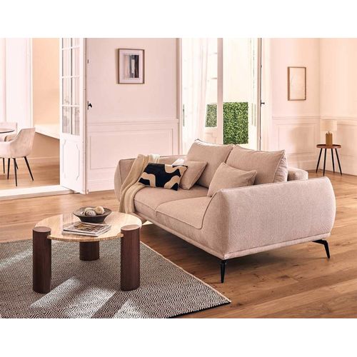 Canapé Droit 2 Places En Tissu Texturé Beige