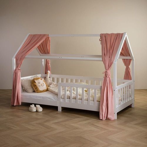 Rideaux De Lit Enfant En Mousseline De Coton, Rose