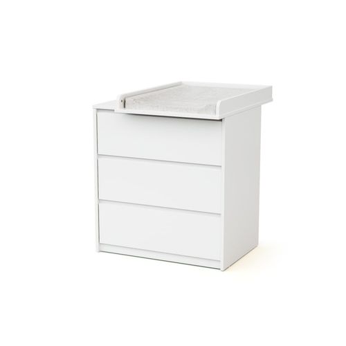 Commode 3 Tiroirs Avec Plan À Langer En Bois 50 Cm - Blanc
