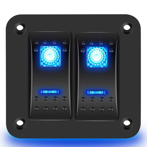 2 Gang Rocker Switch Panel 5pin Sur Off Pre-Wired Rocker Switche Waterproof Switche Panel Pour Car Marine Atv Trailer Bleu