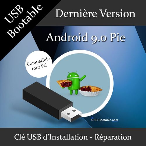 Clé USB Bootable Android 9.0 Pie + Guide PDF d'utilisation - Installation/Réparation/Mise à niveau - Compatible PC - Dernière version officielle - USB 2.0 / 3.0