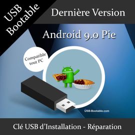 Clé USB Bootable Android 9.0 Pie + Guide PDF d'utilisation - Installation/Réparation/Mise à niveau - Compatible PC - Dernière version officielle - USB 2.0 / 3.0
