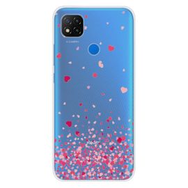 Coque En Silicone - Compatible Xiaomi Redmi 9c - Design Confettis De Coeurs Rose