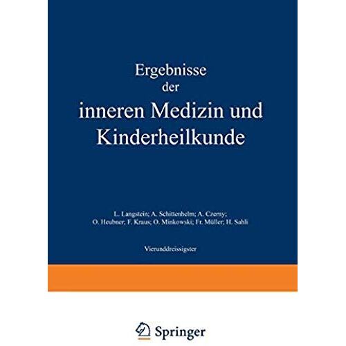 Ergebnisse Der Inneren Medizin Und Kinderheilkunde