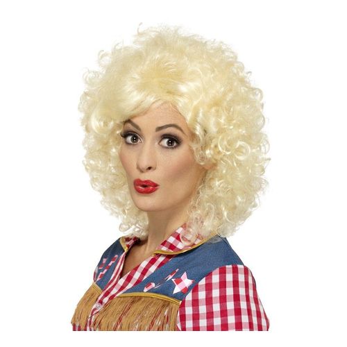 Perruque Blonde Frisée Dolly Parton (Taille Unique)