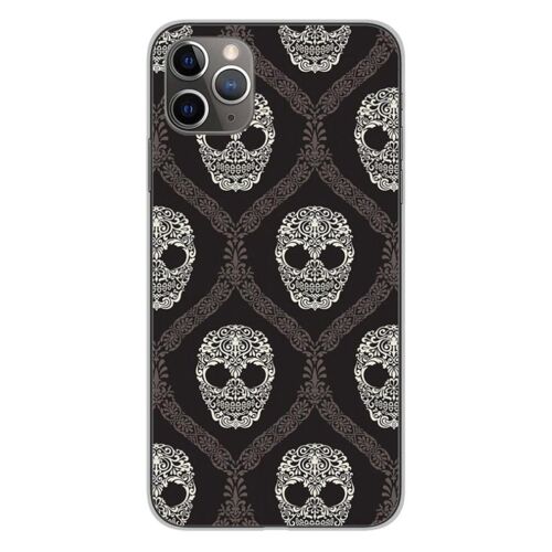 Coque En Silicone - Compatible Apple Iphone 11 Pro Max - Design Floral Skull