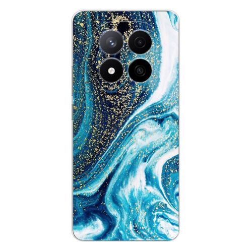 Coque En Silicone - Compatible Xiaomi Redmi Note 14 Pro 5g, Xiaomi Redmi Note 14 Pro Plus 5g - Design Marbre Bleu Paillete