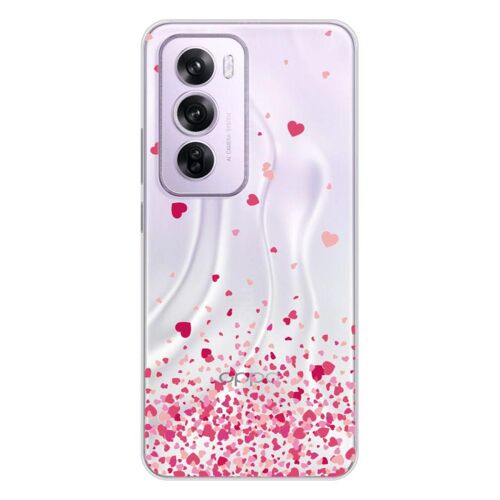 Coque En Silicone - Compatible Oppo Reno 12 Pro - Design Confettis De Coeurs Rose