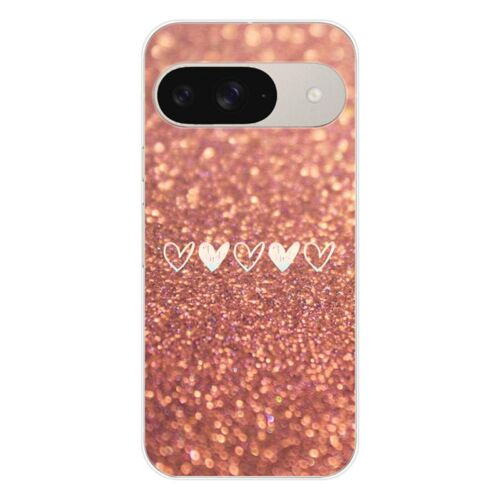Coque En Silicone - Compatible Google Pixel 9 - Design Paillettes Coeur