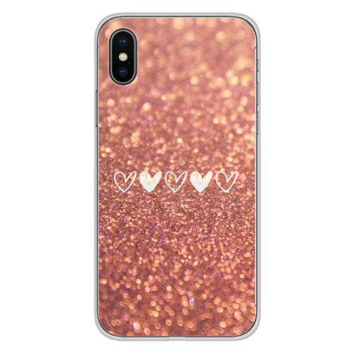 Coque En Silicone - Compatible Apple Iphone X, Apple Iphone Xs - Design Paillettes Coeur