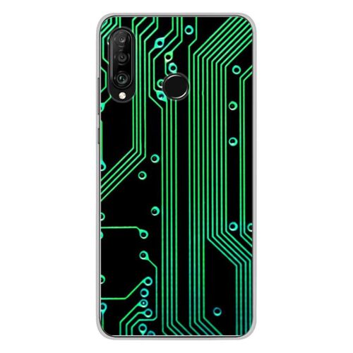 Coque En Silicone - Compatible Huawei P30 Lite - Design Texture Circuit Geek