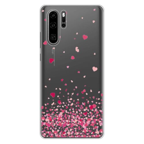 Coque En Silicone - Compatible Huawei P30 Pro - Design Confettis De Coeurs Rose