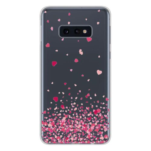 Coque En Silicone - Compatible Samsung Galaxy S10e - Design Confettis De Coeurs Rose