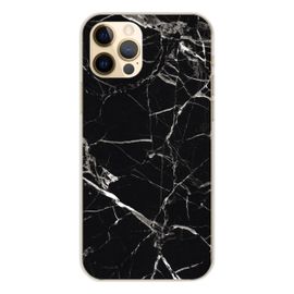 Coque En Silicone - Compatible Apple Iphone 12 Pro - Design Marbre Noir