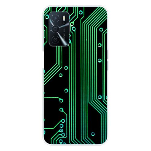 Coque En Silicone - Compatible Oppo A16 - Design Texture Circuit Geek