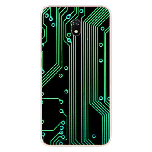 Coque En Silicone - Compatible Xiaomi Redmi 8a - Design Texture Circuit Geek