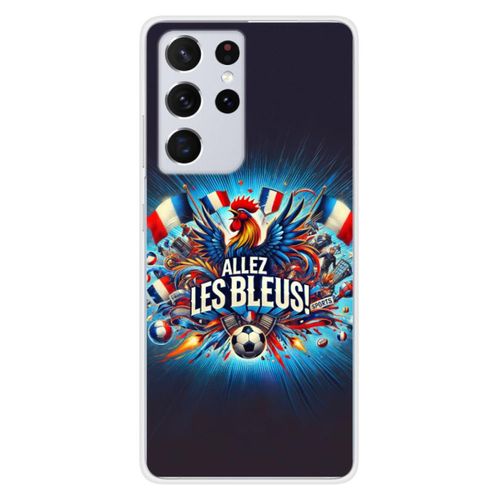 Coque En Silicone - Compatible Samsung Galaxy S21 Ultra - Design Allez Les Bleus