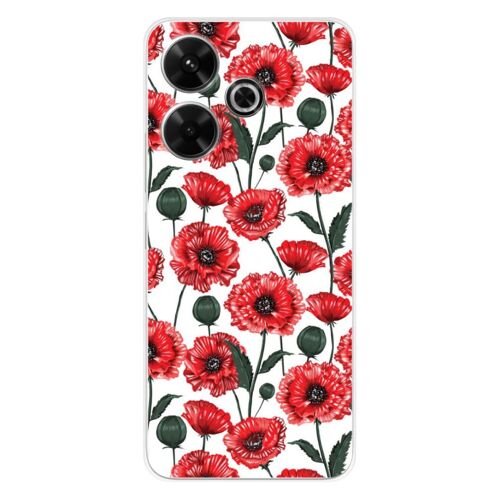 Coque En Silicone - Compatible Xiaomi Redmi 13 4g - Design Fleurs De Pavot