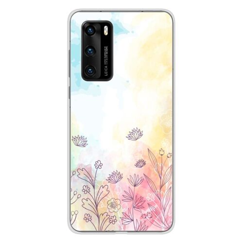 Coque En Silicone - Compatible Huawei P40 - Design Watercolor Flowers