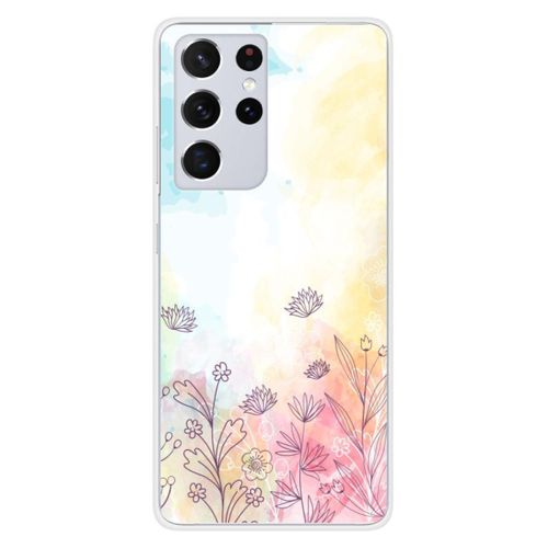 Coque En Silicone - Compatible Samsung Galaxy S21 Ultra - Design Watercolor Flowers