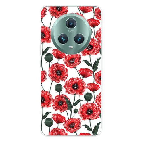 Coque En Silicone - Compatible Huawei Honor Magic 5 Pro 5g - Design Fleurs De Pavot