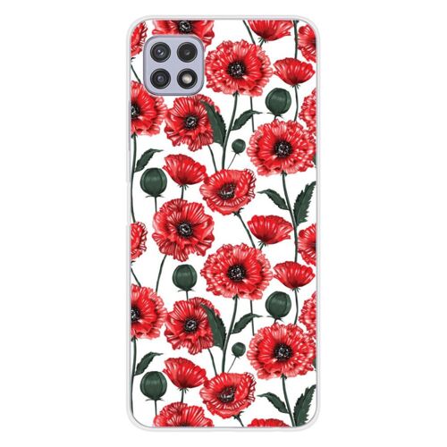 Coque En Silicone - Compatible Samsung Galaxy A22 5g - Design Fleurs De Pavot