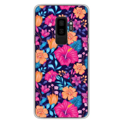 Coque En Silicone - Compatible Samsung Galaxy S9 Plus - Design Fleurs Exotiques
