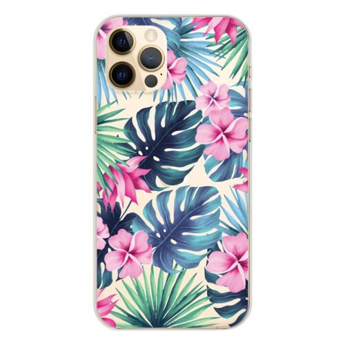 Coque En Silicone - Compatible Apple Iphone 12 Pro - Design Tropical Aquarelle