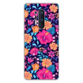 Coque En Silicone - Compatible Oneplus 8 Pro - Design Fleurs Exotiques