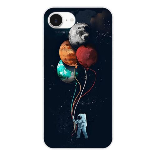 Coque en silicone - Compatible Apple iPhone 16e - design cosmonaute aux ballons