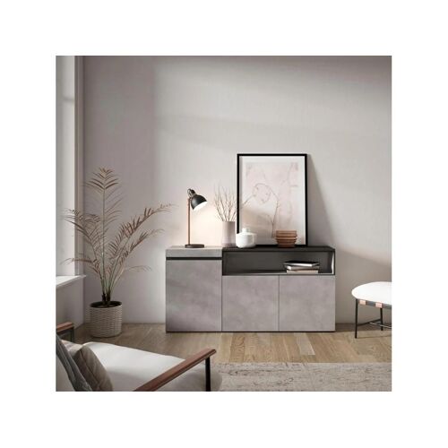 Buffet salon et cuisine, 150x75x35cm, 3 Portes, Meuble chaussure, Ciment
