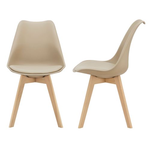 Lot De 2 Chaises De Salle À Manger Dubrovnik Similicuir Hêtre Beige [En.Casa]