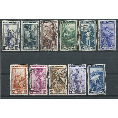 Italie Lot De 11 Timbres Oblitérés Italie Au Travail 1950