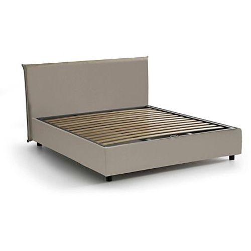 Lit Double Dalter, Lit Coffre Avec Revêtement En Éco-Cuir, 100% Made In Italy, Ouverture Frontale, Adapté Pour Matelas 160x190 Cm, Taupe