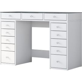 Coiffeuse Moderne Avec Dessus Transparent Beline L120cm Blanc