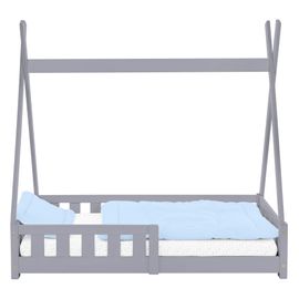 Lit Enfant Gris Tipi Antichute Maison Enfant Lit Bois Pin 70x140 Cm