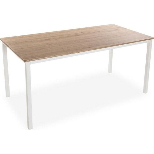 Table De Salle À Manger Amaia, 79 X 80 X 160 Cm, Bois Et Métal, Blanc