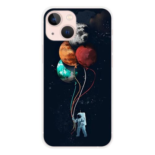 Coque En Silicone - Compatible Apple Iphone 13 Mini - Design Cosmonaute Aux Ballons